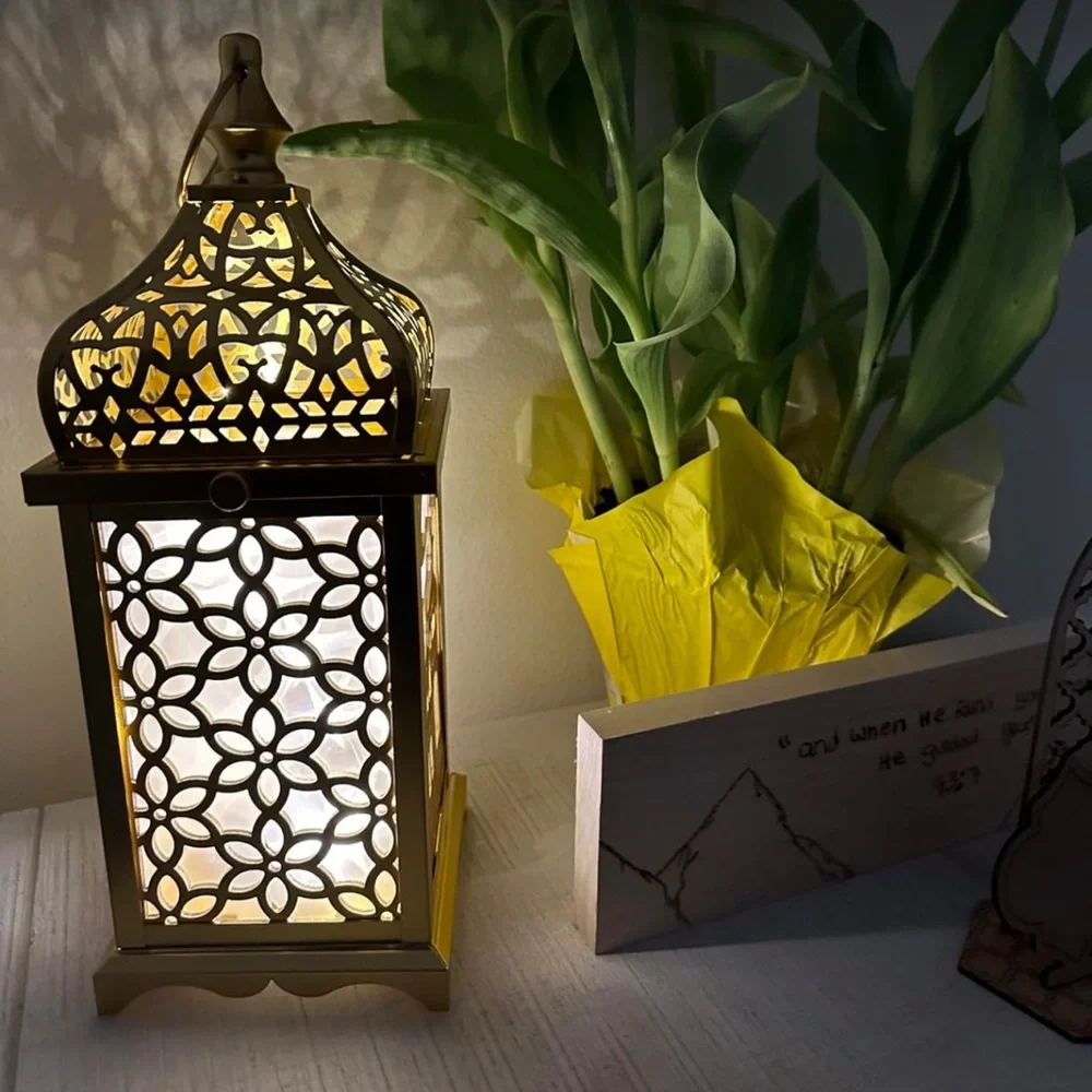 Ramadan Decorations for Home, Ramadan LED Candle Lantern for Tabletop Mantel